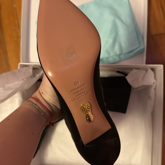 AQUAZZURA Saint Honore Leather Booties 85mm Black Size 40 US 10 NIB - Picture 6 of 6